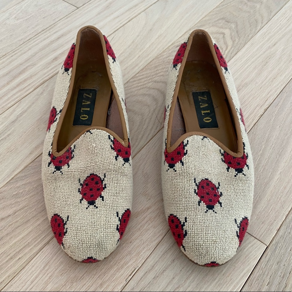 Zalo needlepoint ladybug loafers